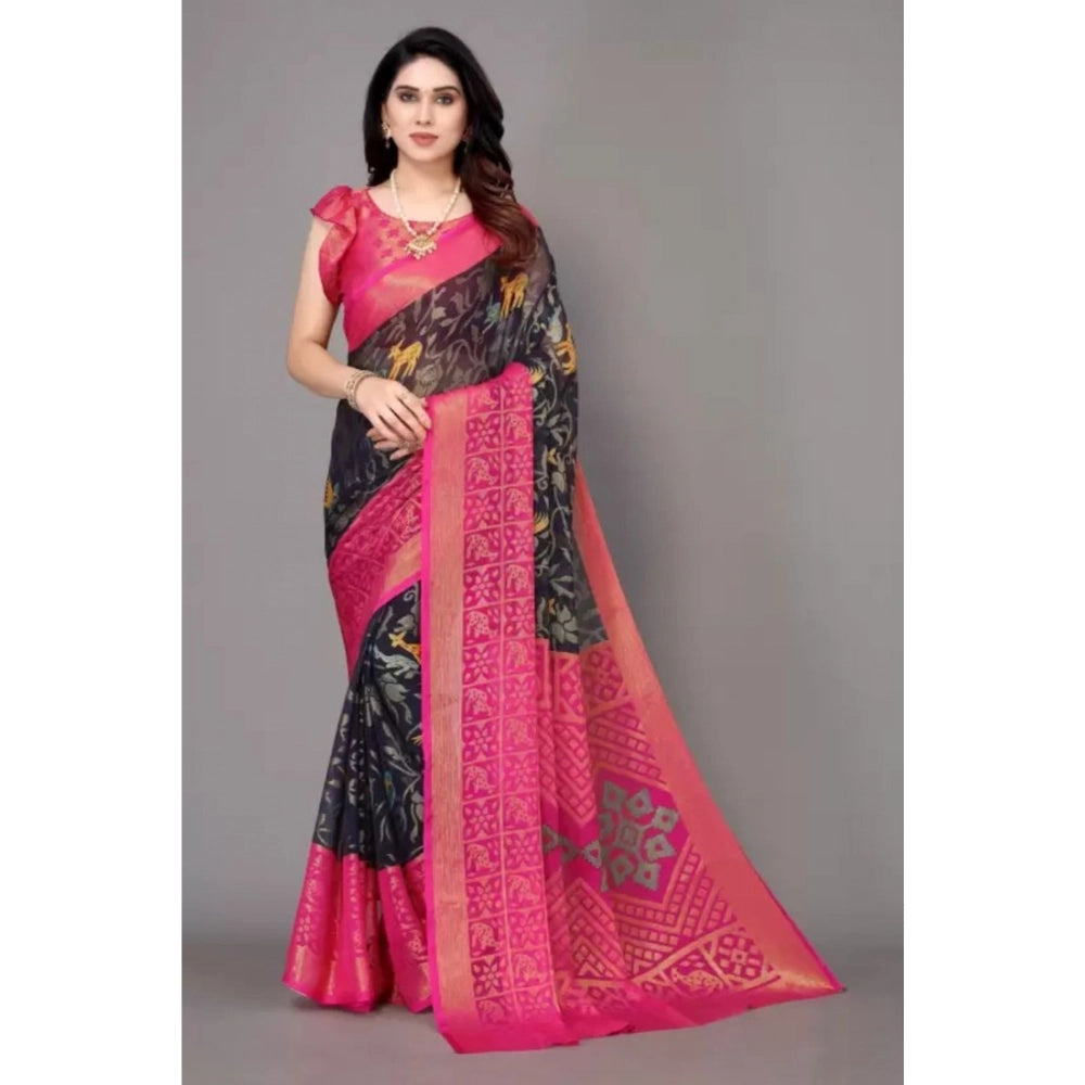 Ranili Viscose Rayon Printed Saree With Unstitched Blouse