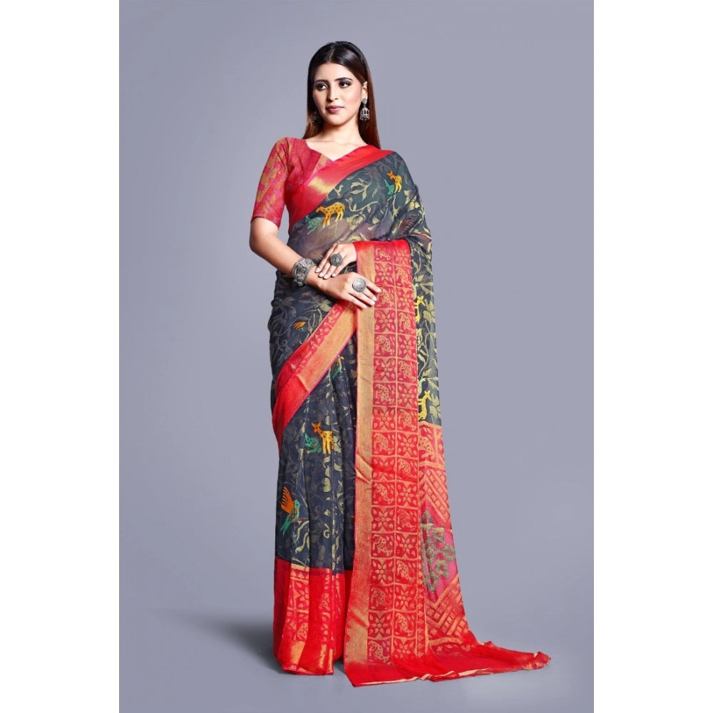 Ranili Viscose Rayon Printed Saree With Unstitched Blouse
