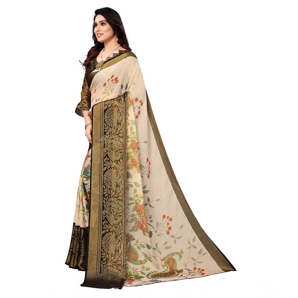 Ranili Viscose Rayon Printed Saree With Unstitched Blouse