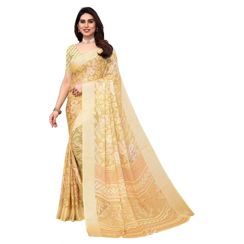 Ranili Viscose Rayon Printed Saree With Unstitched Blouse