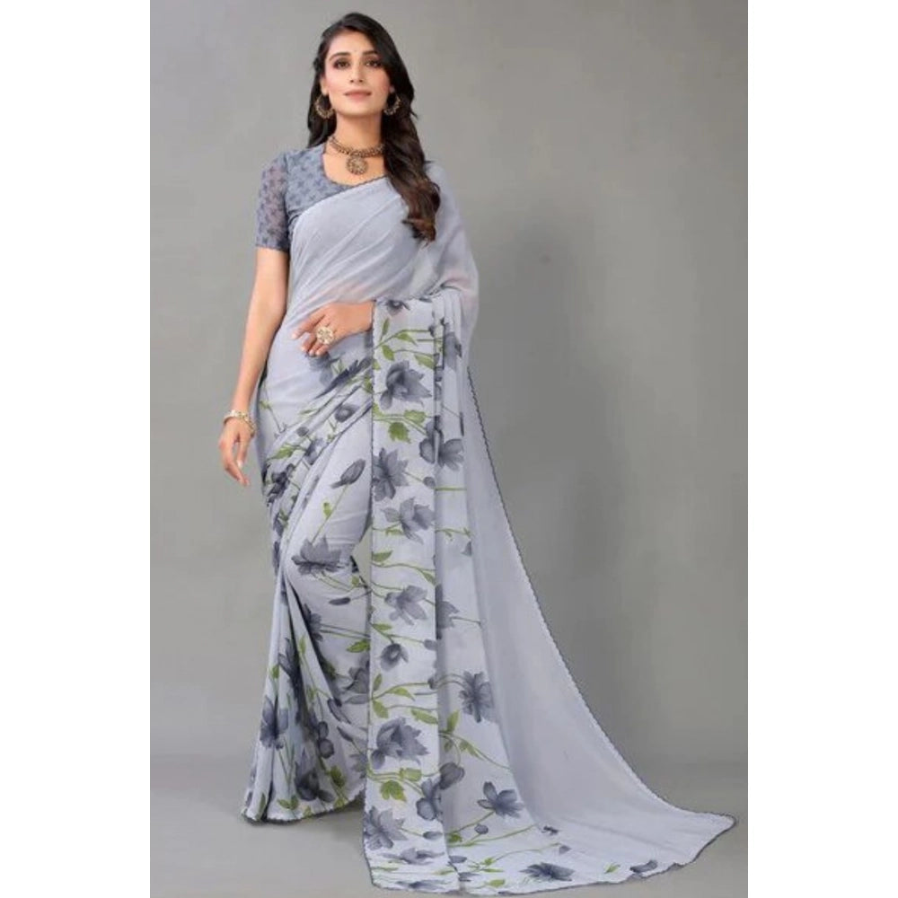 Ranili Georgette Printed Saree With Unstitched Blouse