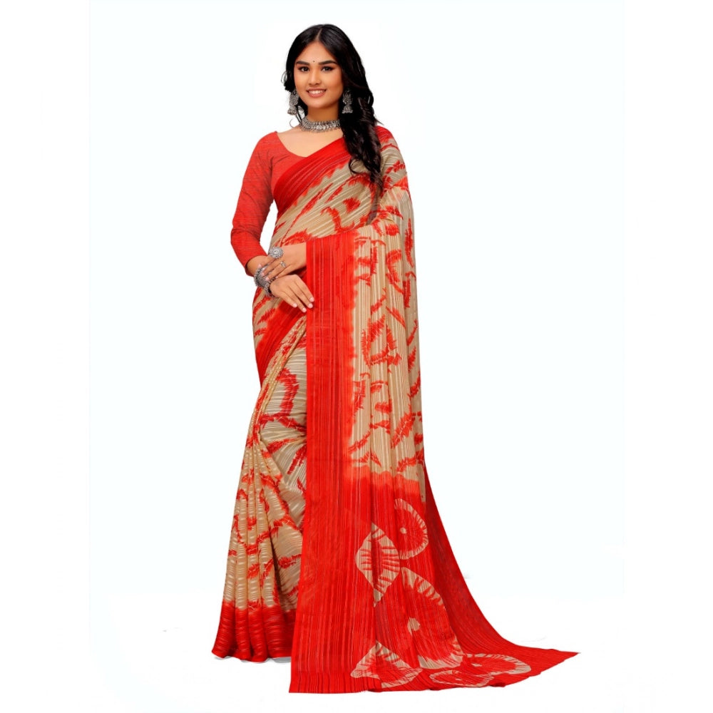 Ranili Georgette Printed Saree With Unstitched Blouse