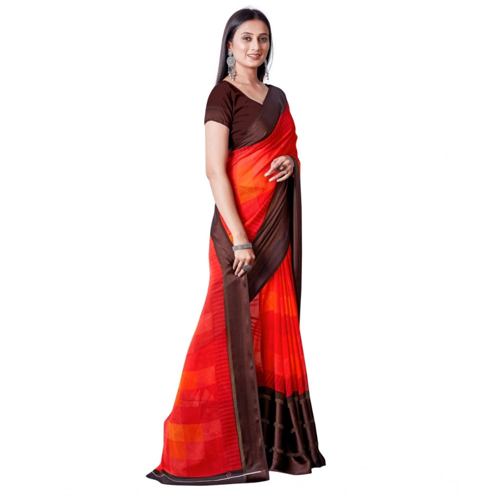 Ranili Satin Patta Printed Saree With Unstitched Blouse
