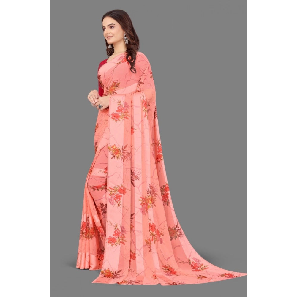 Ranili Satin Patta Printed Saree With Unstitched Blouse
