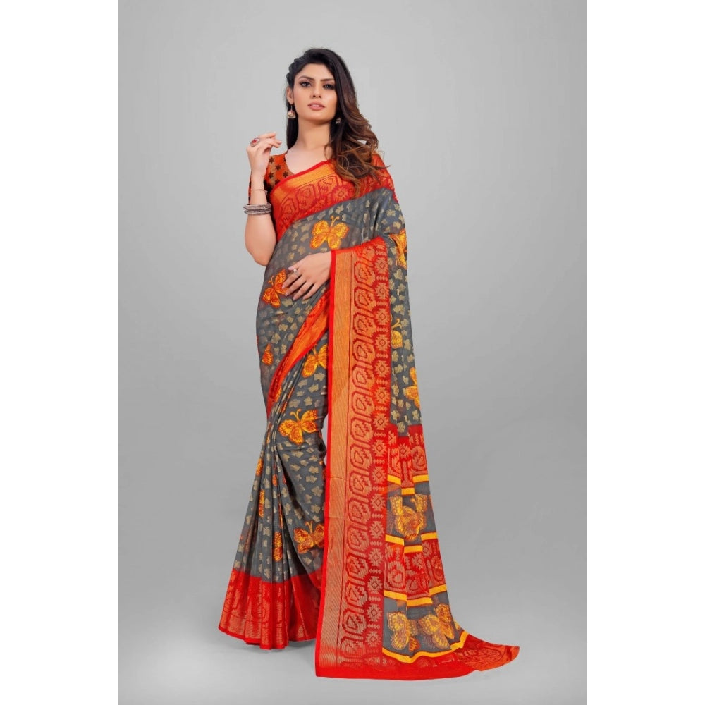 Ranili Viscose Rayon Printed Saree With Unstitched Blouse