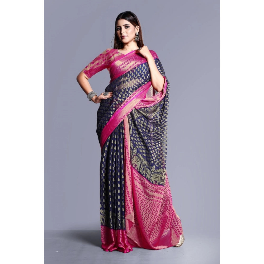 Ranili Viscose Rayon Printed Saree With Unstitched Blouse
