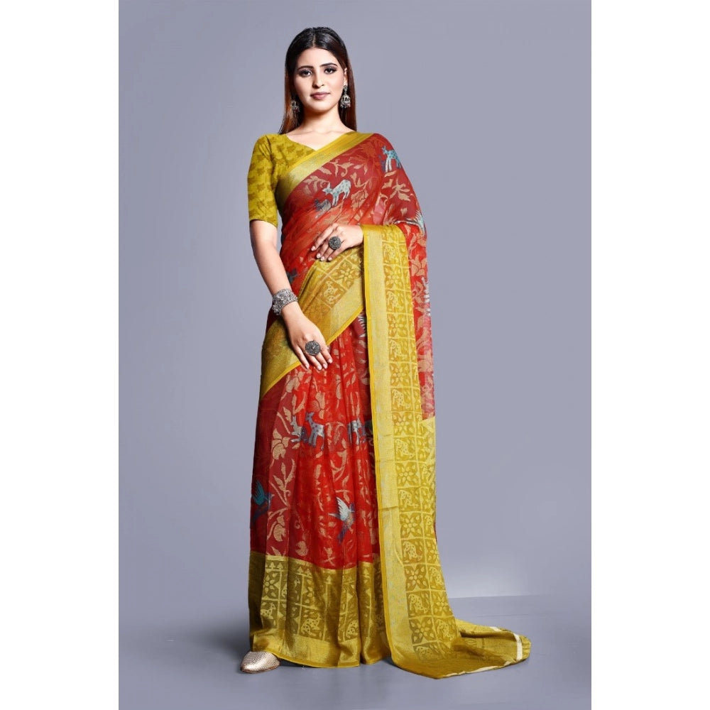 Ranili Viscose Rayon Printed Saree With Unstitched Blouse