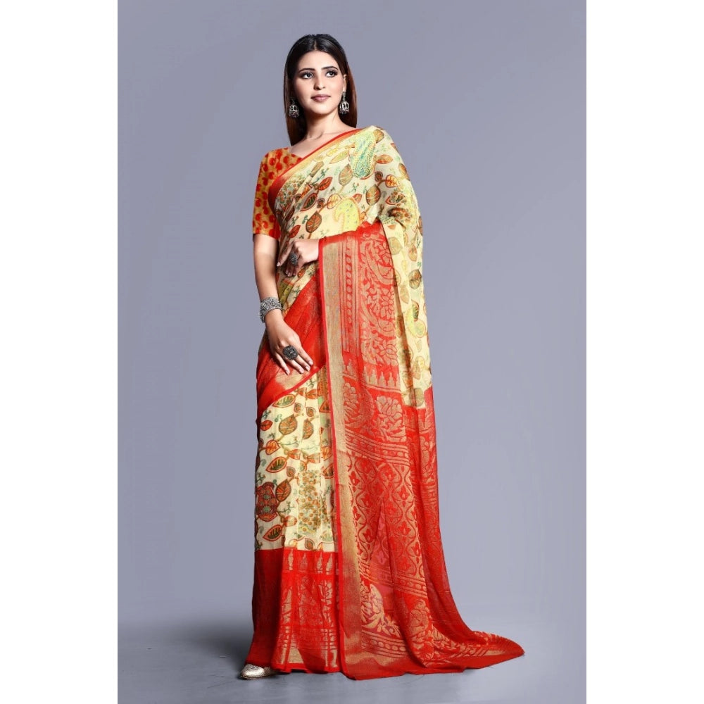Ranili Viscose Rayon Printed Saree With Unstitched Blouse