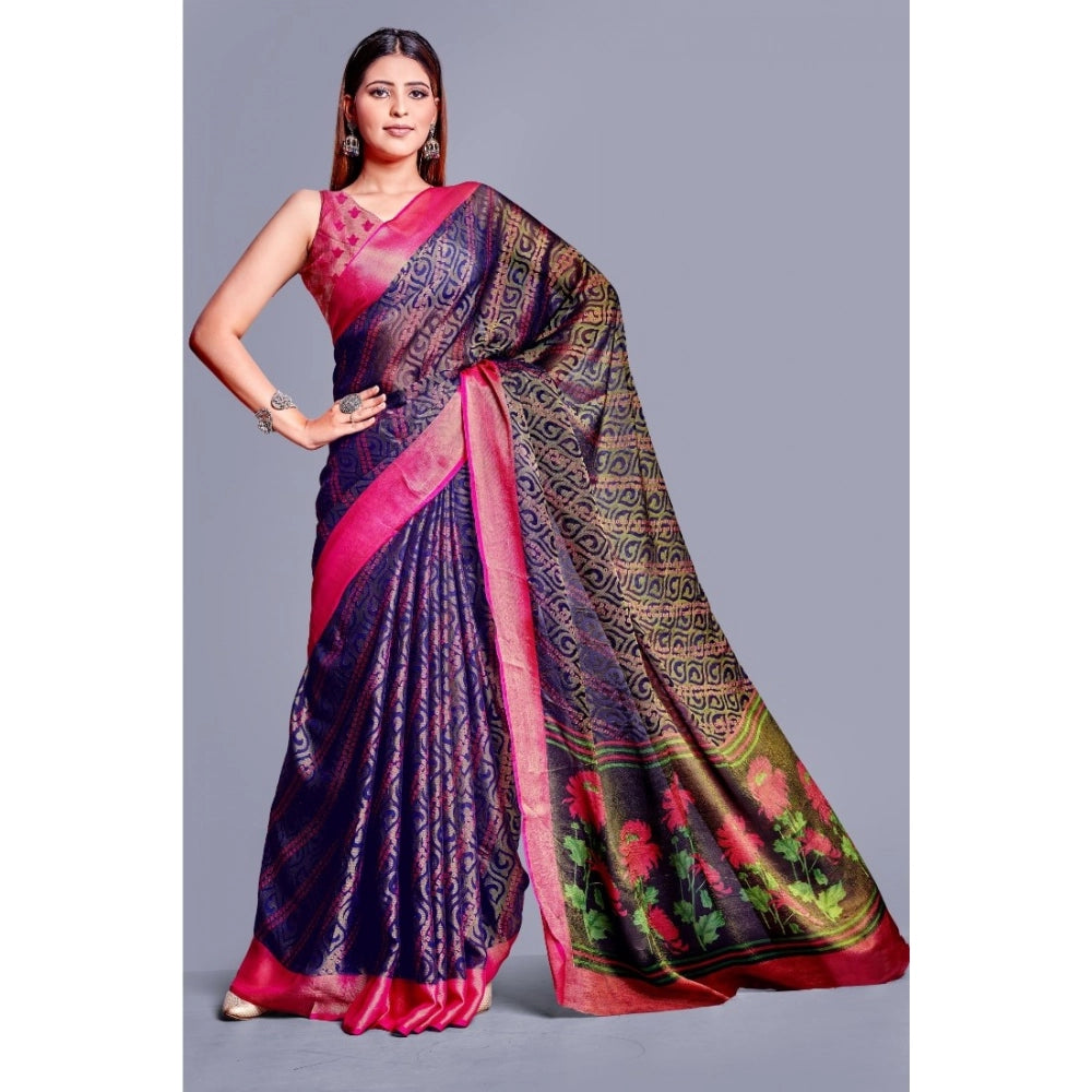 Ranili Viscose Rayon Printed Saree With Unstitched Blouse
