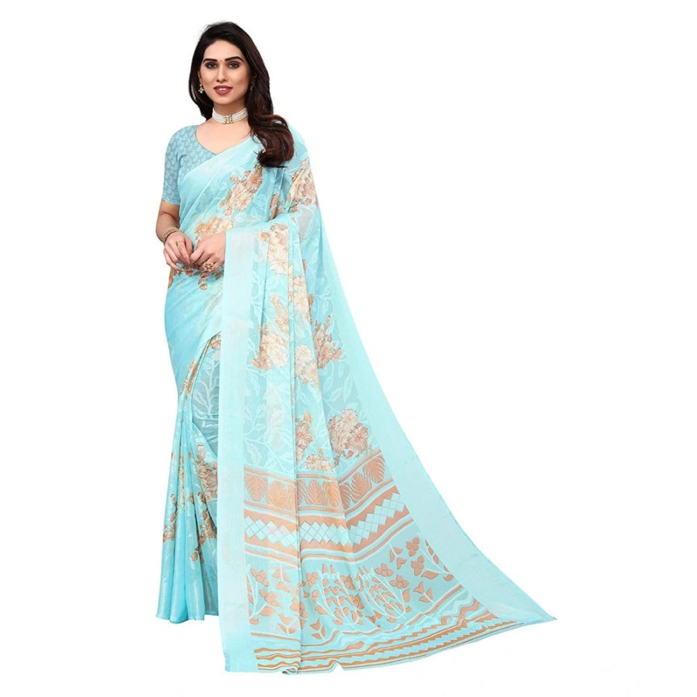 Ranili Viscose Rayon Printed Saree With Unstitched Blouse