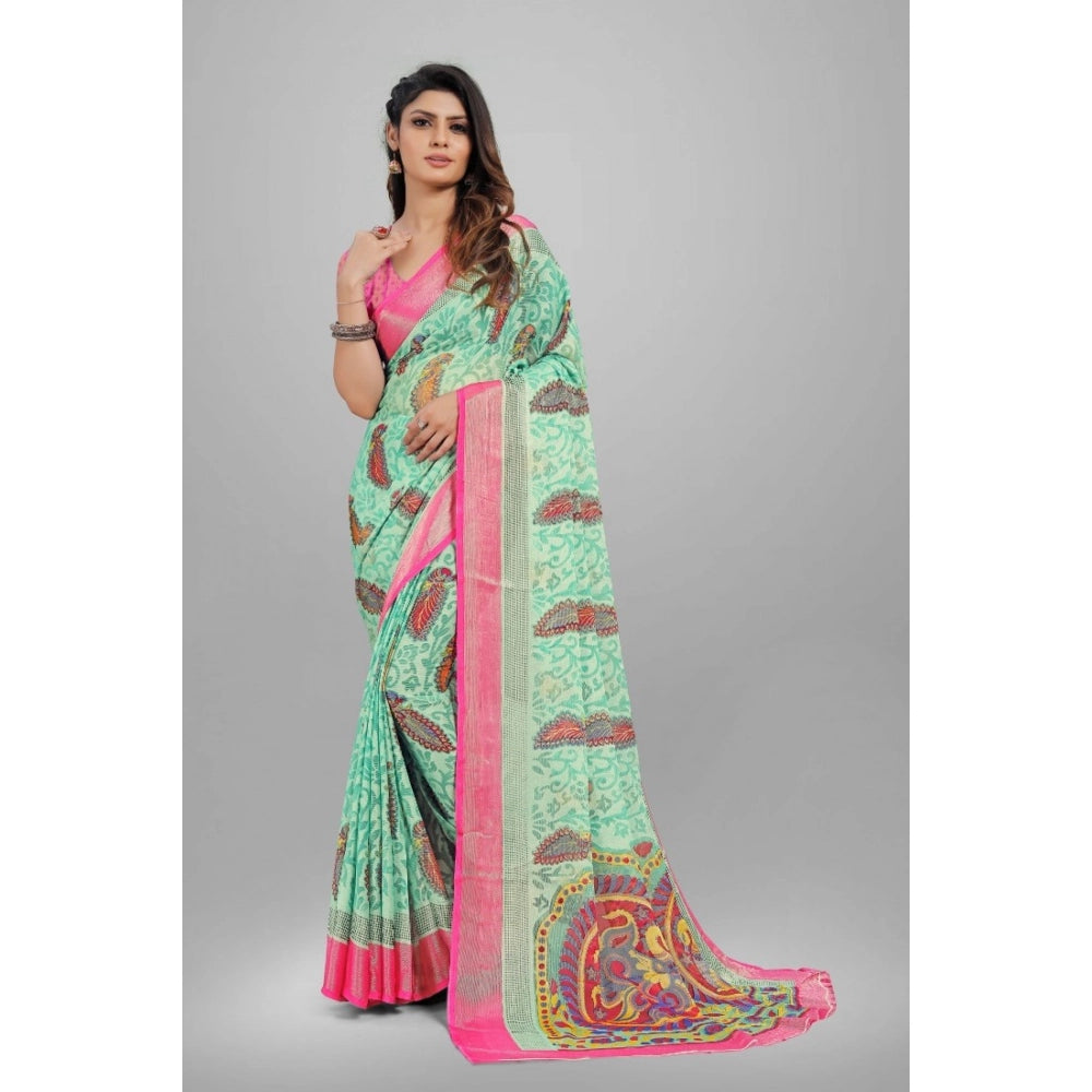 Ranili Viscose Rayon Printed Saree With Unstitched Blouse
