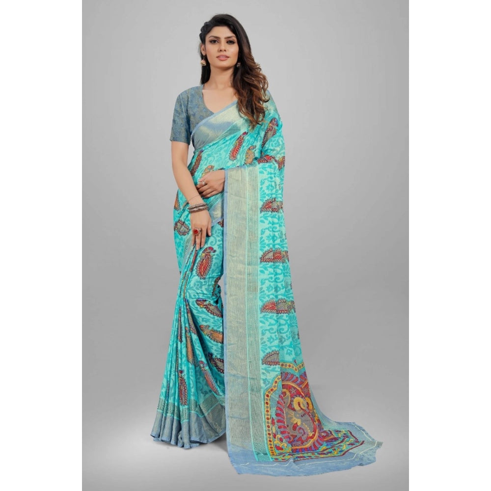 Ranili Viscose Rayon Printed Saree With Unstitched Blouse