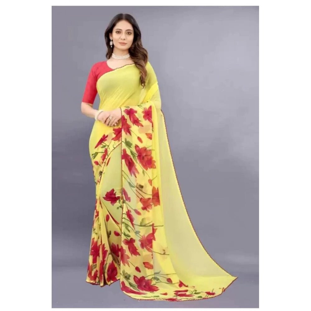 Ranili Georgette Printed Saree With Unstitched Blouse