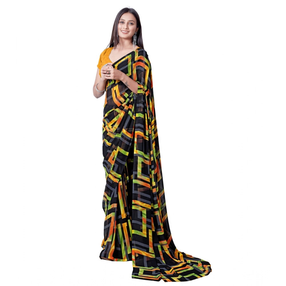 Ranili Georgette Printed Saree With Unstitched Blouse