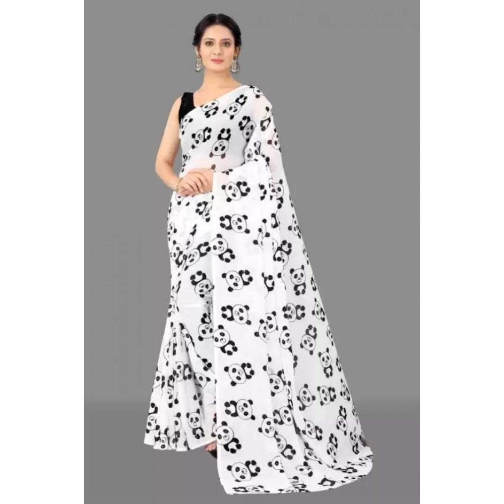 Ranili Georgette Printed Saree With Unstitched Blouse