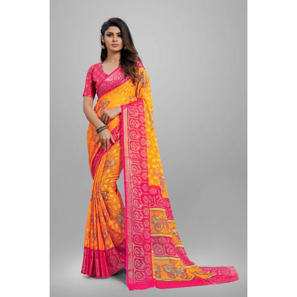 Ranili Viscose Rayon Printed Saree With Unstitched Blouse