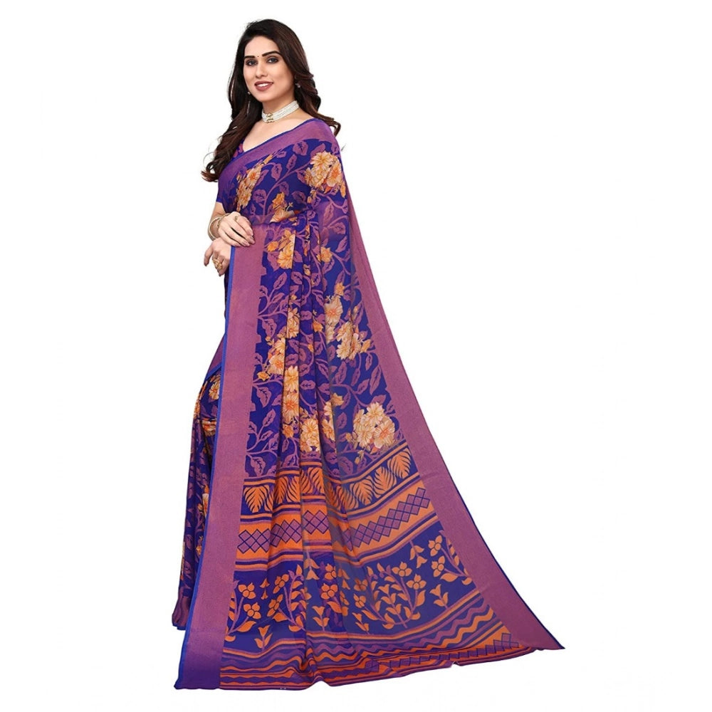 Ranili Viscose Rayon Printed Saree With Unstitched Blouse