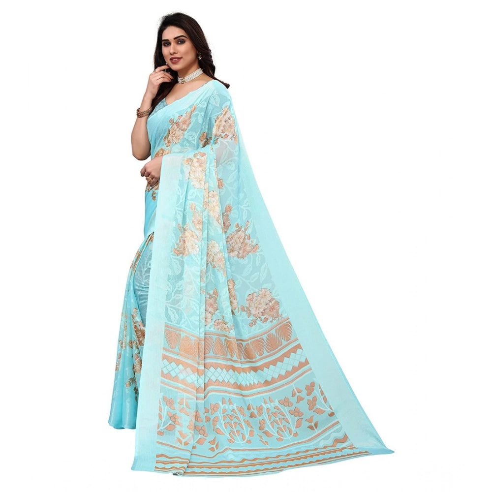 Ranili Viscose Rayon Printed Saree With Unstitched Blouse