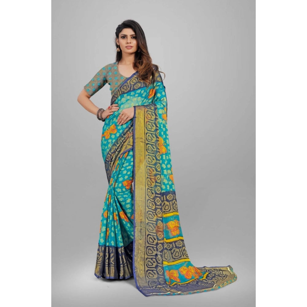 Ranili Viscose Rayon Printed Saree With Unstitched Blouse