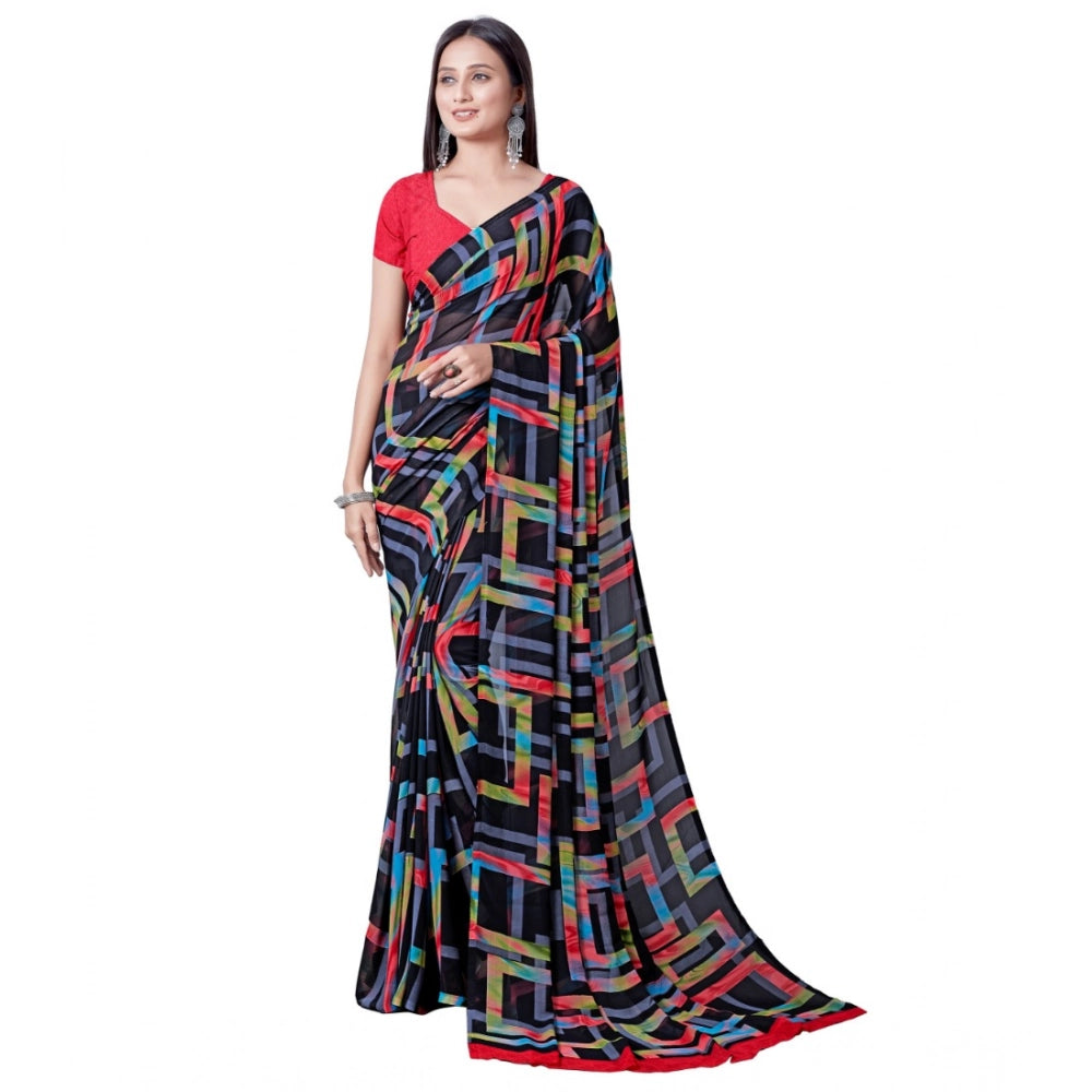 Ranili Georgette Printed Saree With Unstitched Blouse