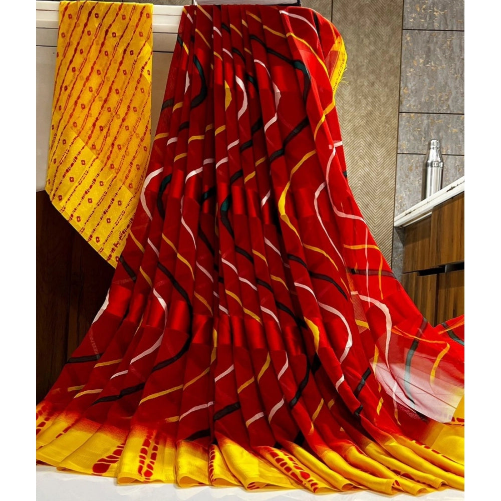 Ranili Satin Patta Printed Saree With Unstitched Blouse