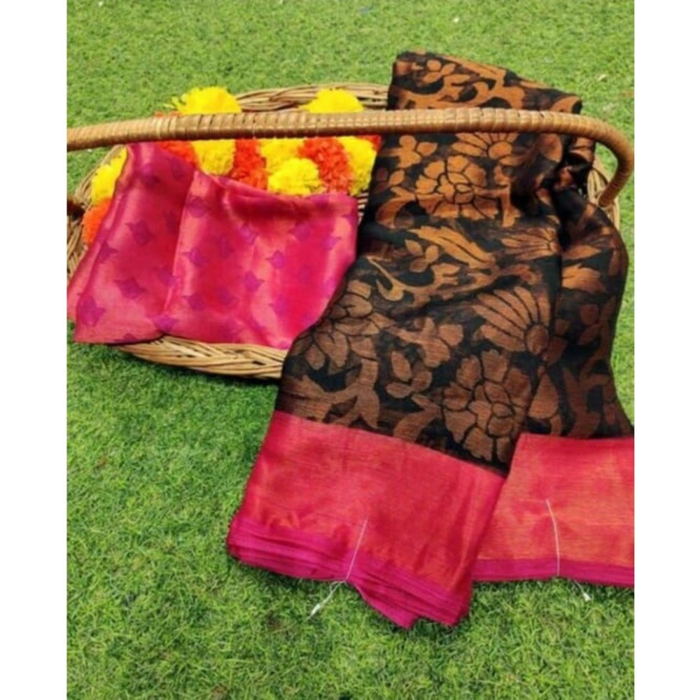 Ranili Viscose Rayon Printed Saree With Unstitched Blouse