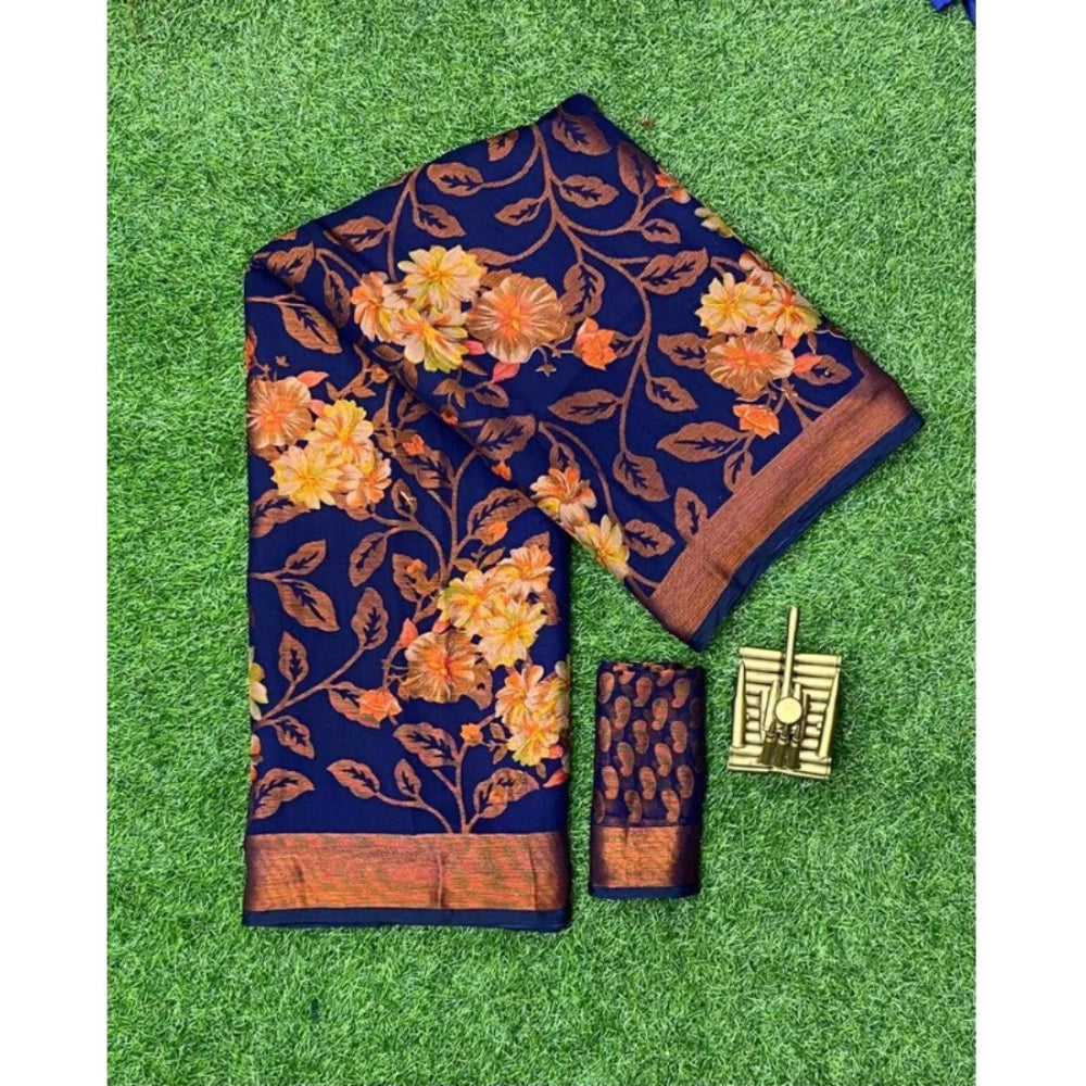 Ranili Viscose Rayon Printed Saree With Unstitched Blouse