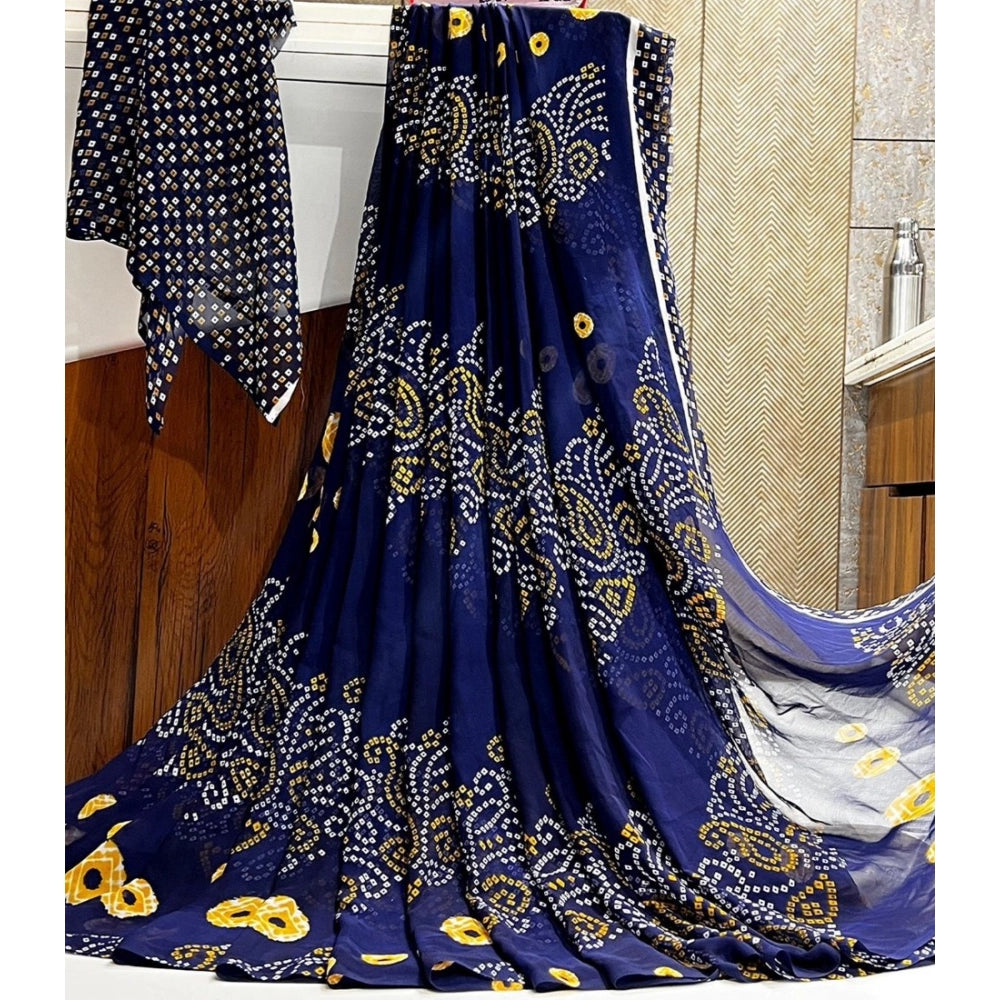 Ranili Georgette Printed Saree With Unstitched Blouse