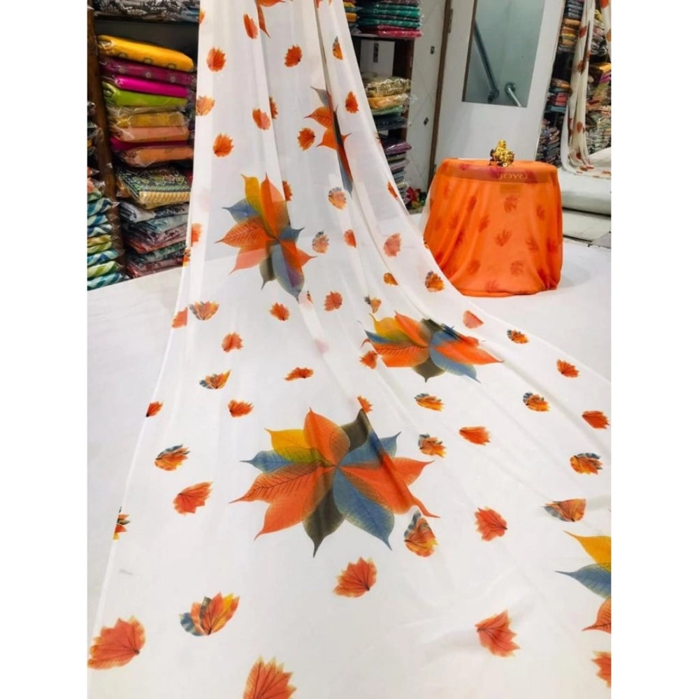 Ranili Georgette Printed Saree With Unstitched Blouse
