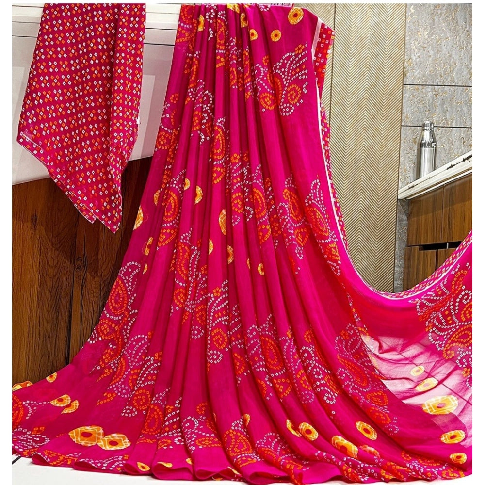 Ranili Georgette Printed Saree With Unstitched Blouse