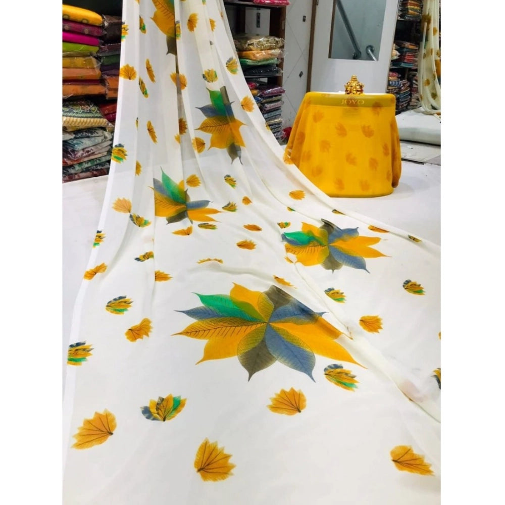 Ranili Georgette Printed Saree With Unstitched Blouse