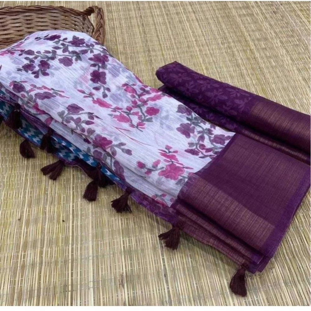 Ranili Cotton Printed Saree With Unstitched Blouse