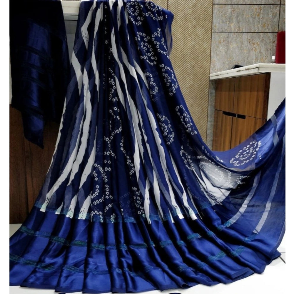 Ranili Satin Patta Printed Saree With Unstitched Blouse