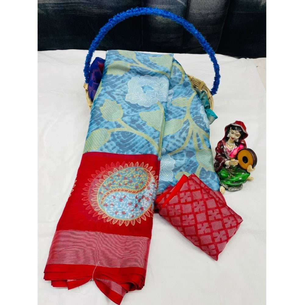 Ranili Viscose Rayon Printed Saree With Unstitched Blouse