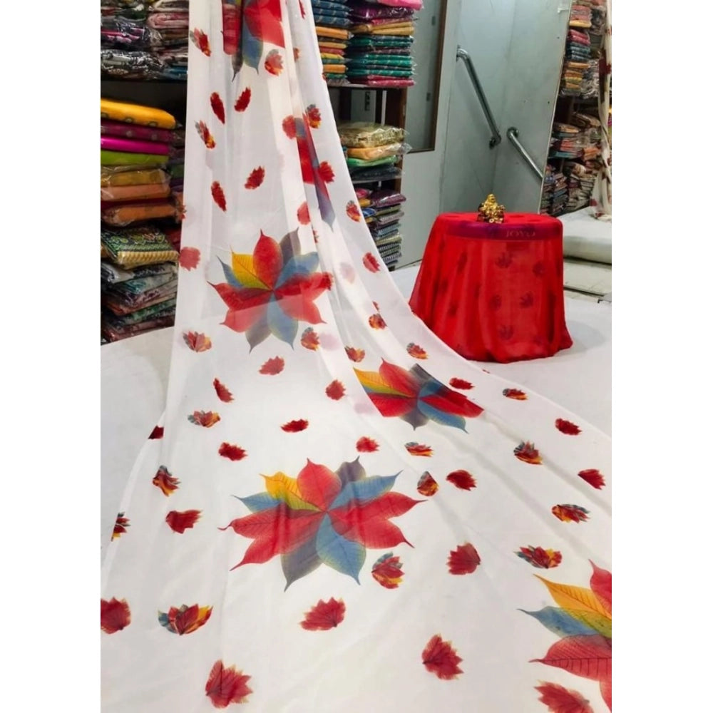 Ranili Georgette Printed Saree With Unstitched Blouse