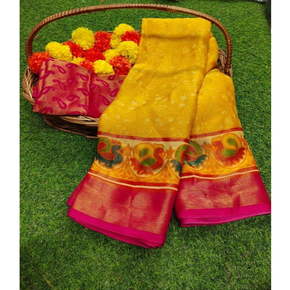 Ranili Viscose Rayon Printed Saree With Unstitched Blouse