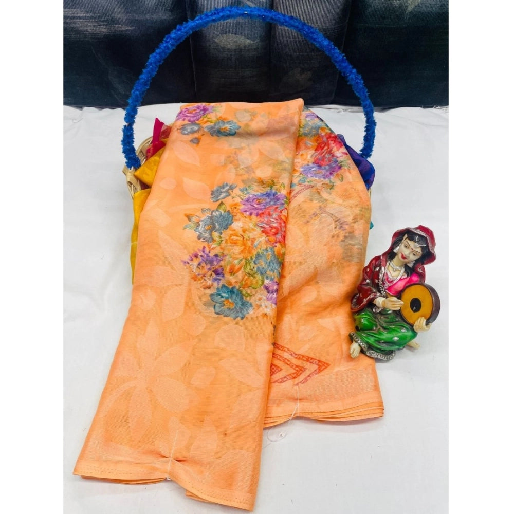 Ranili Viscose Rayon Printed Saree With Unstitched Blouse