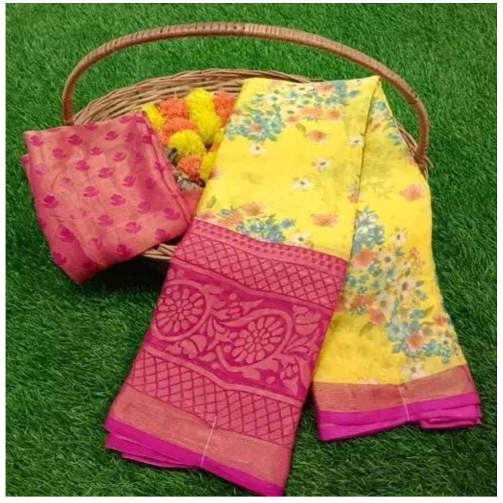 Ranili Viscose Rayon Printed Saree With Unstitched Blouse