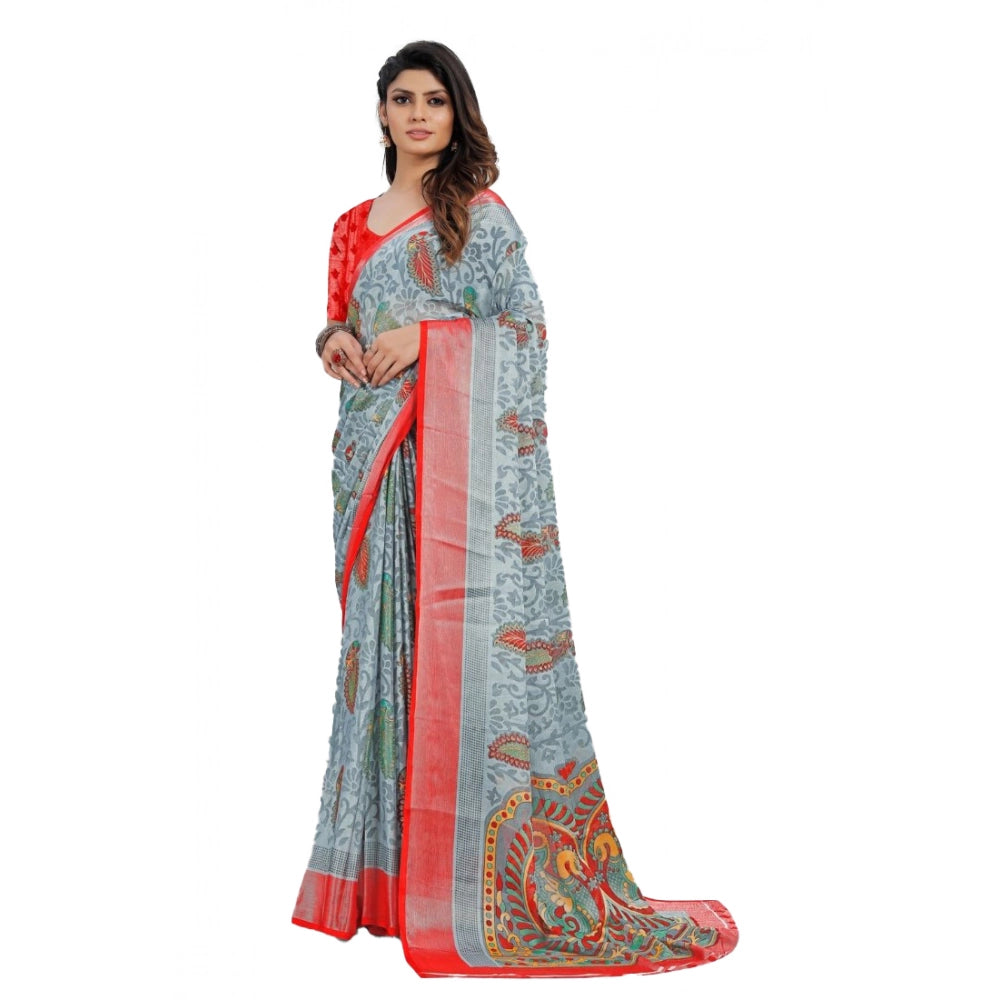 Ranili Viscose Rayon Printed Saree With Unstitched Blouse
