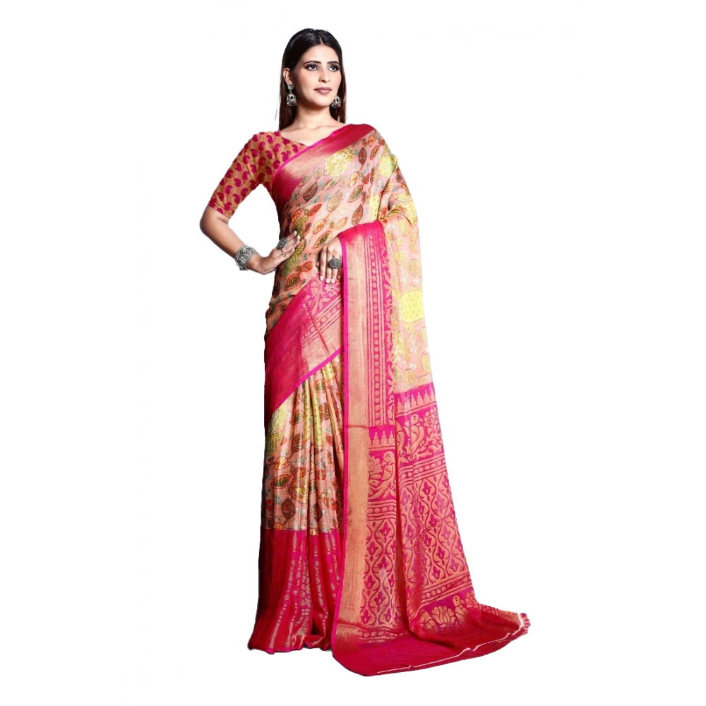Ranili Viscose Rayon Printed Saree With Unstitched Blouse