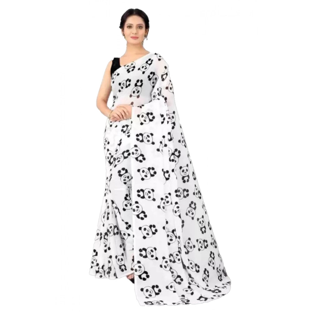 Ranili Georgette Printed Saree With Unstitched Blouse
