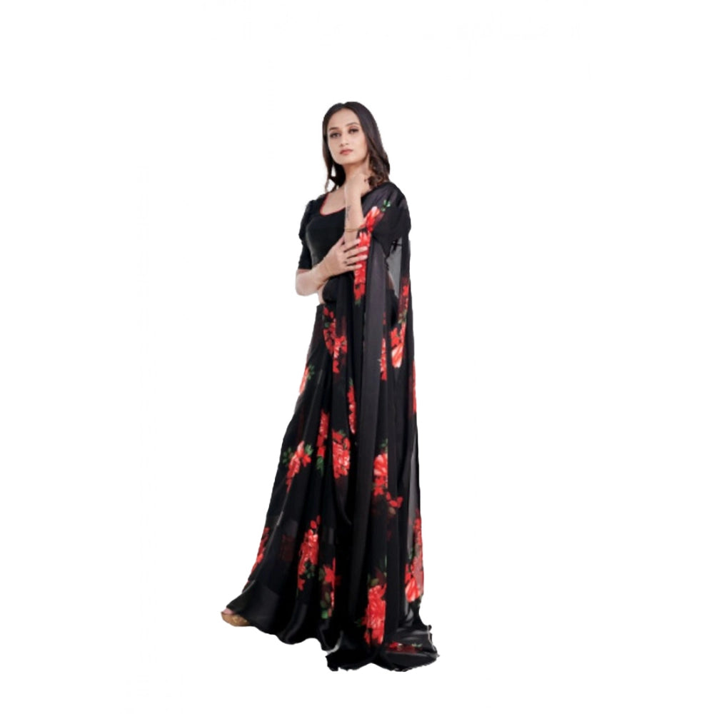 Ranili Satin Patta Printed Saree With Unstitched Blouse