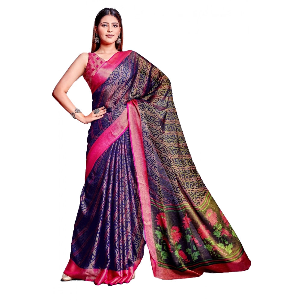 Ranili Viscose Rayon Printed Saree With Unstitched Blouse