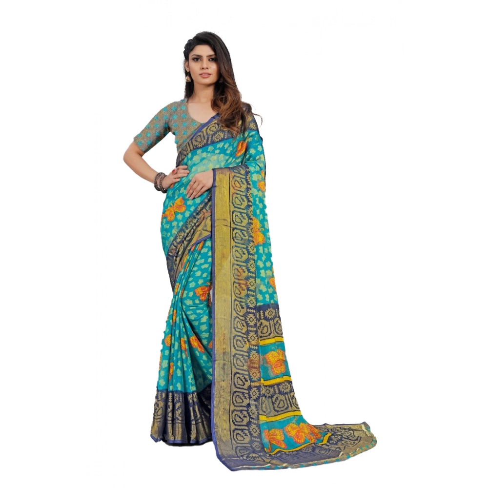 Ranili Viscose Rayon Printed Saree With Unstitched Blouse
