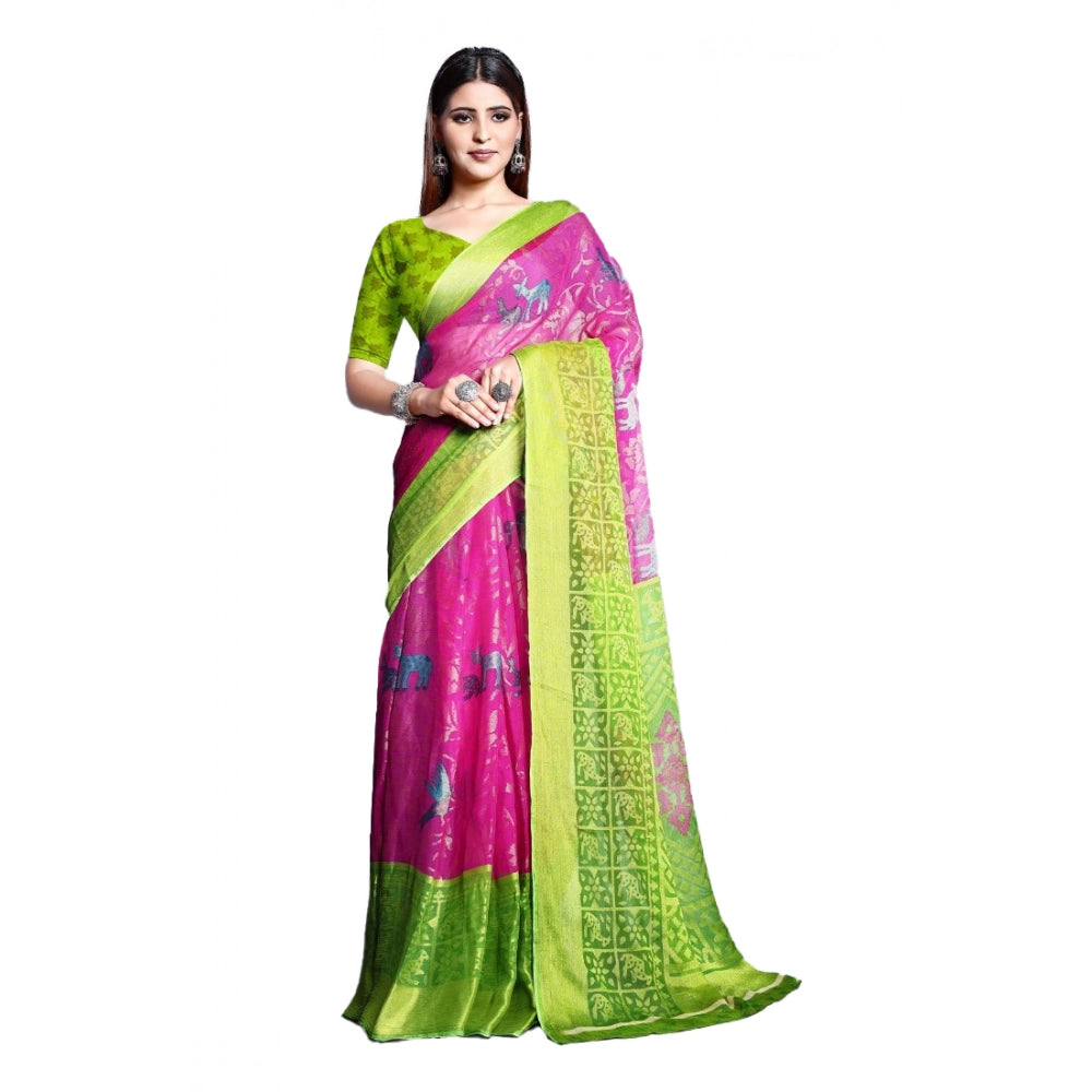 Ranili Viscose Rayon Printed Saree With Unstitched Blouse