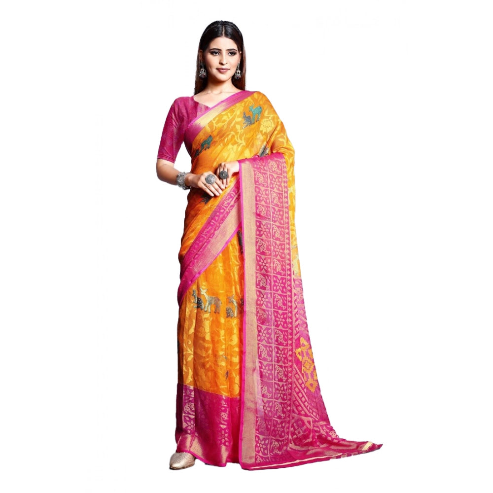 Ranili Viscose Rayon Printed Saree With Unstitched Blouse