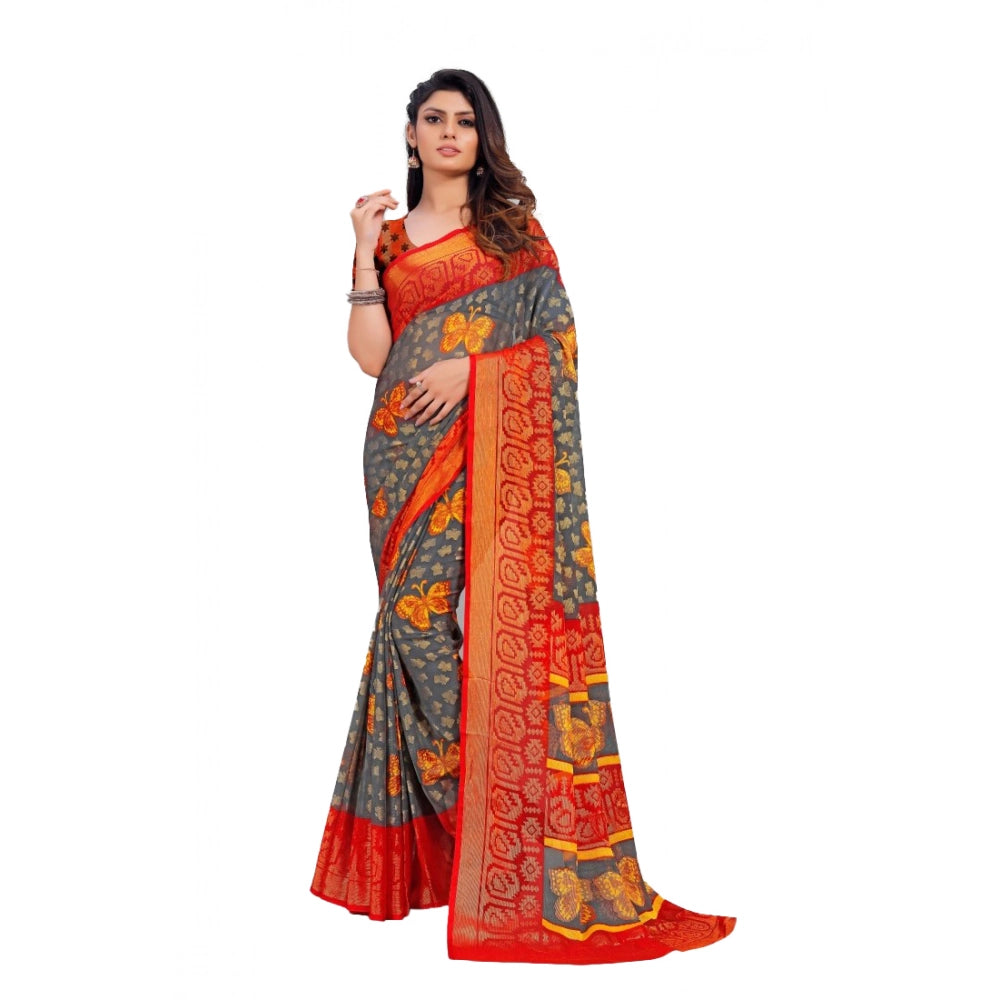 Ranili Viscose Rayon Printed Saree With Unstitched Blouse