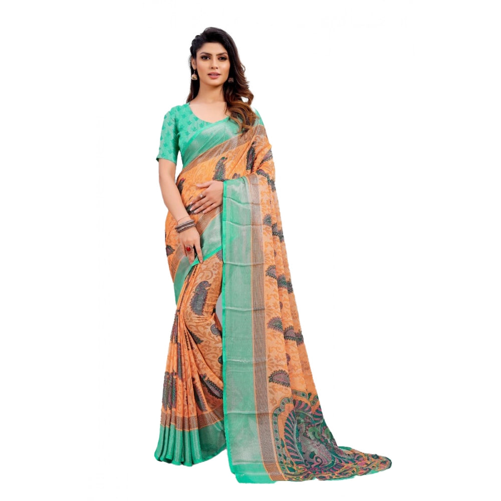 Ranili Viscose Rayon Printed Saree With Unstitched Blouse