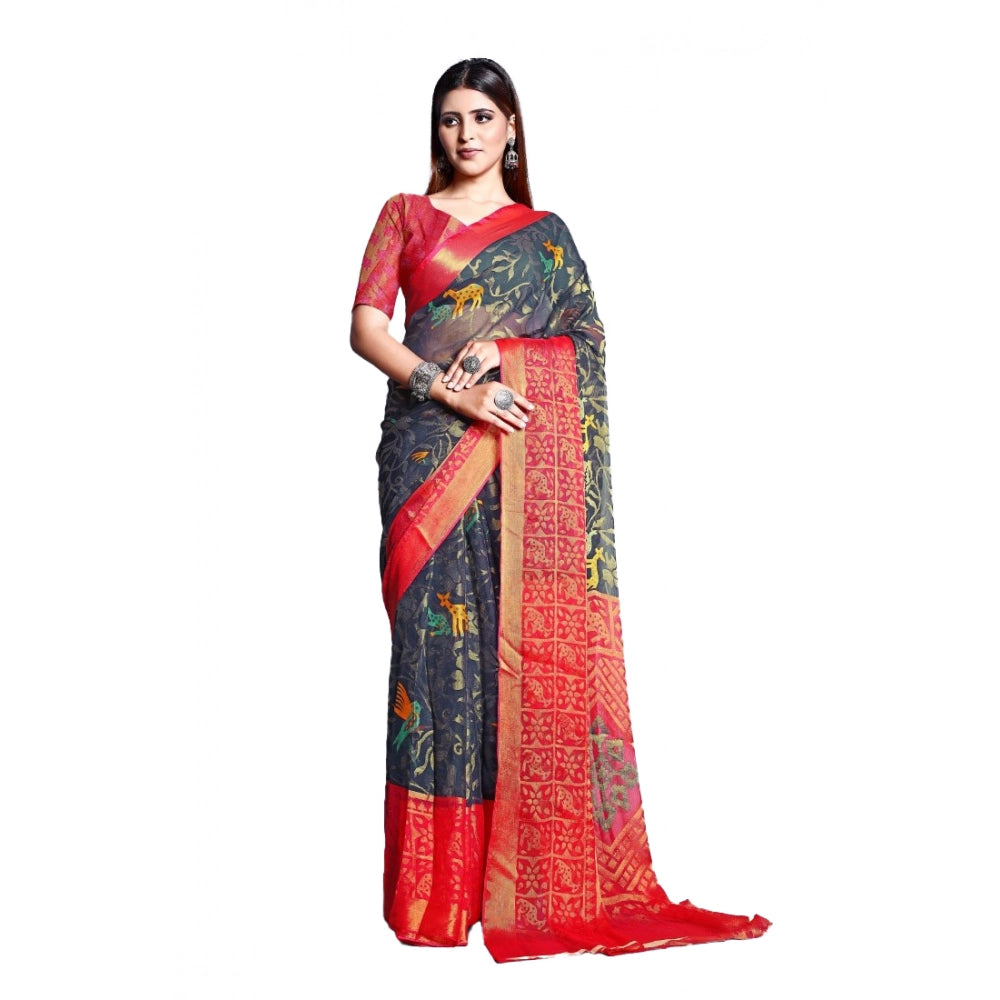 Ranili Viscose Rayon Printed Saree With Unstitched Blouse