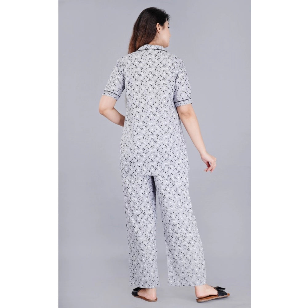 Ranili Casual Half Sleeve Printed Viscose Rayon Shirt With Pyjama Pant Night Suit Set